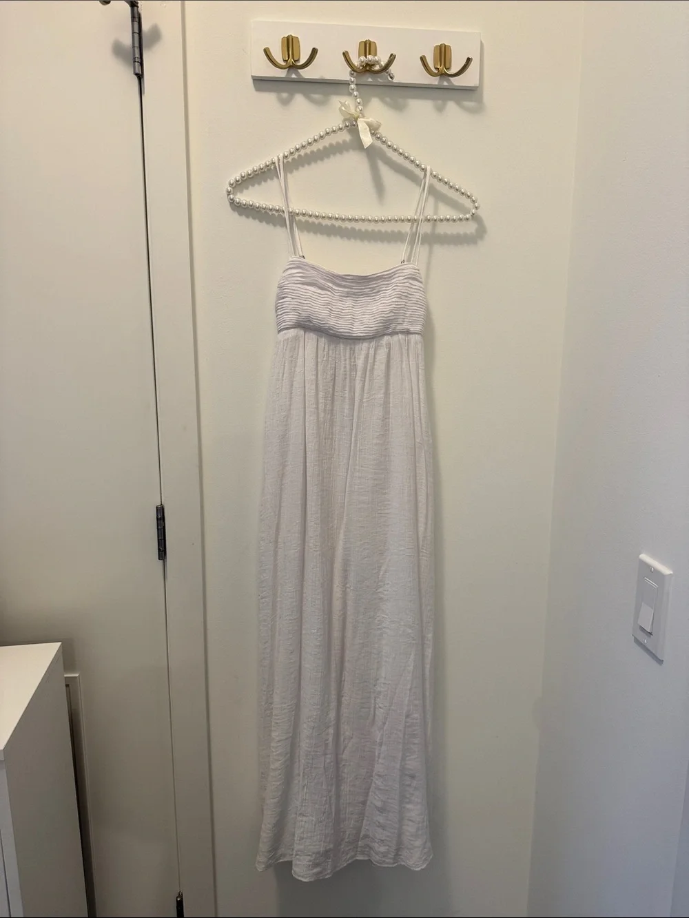 Abercrombie & Fitch White Spaghetti-Strap Maxi Sundress